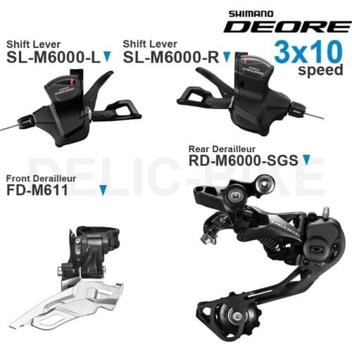 SHIMANO DEORE M6000 3x10v Groupset with Left / Right Shifter Front Rear Derailleur Long / Medium Cage 3x10-speed Original parts