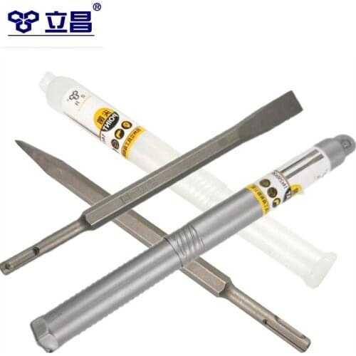LICHANG 2 Pcs Chisel Drill Bit Set Wall Concrete Tool Impact Electric Hammer Metal Point Flat for Drilling Brick Wall Groove