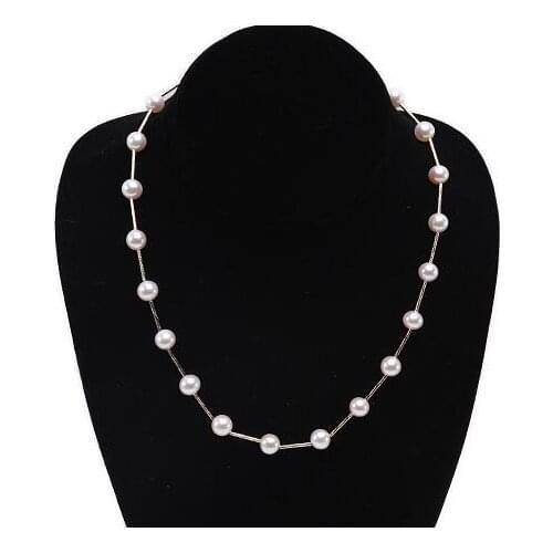 Selected 8-9mm Cultured Freshwater Pearl Necklace With Sterling Silver Chain 18inch