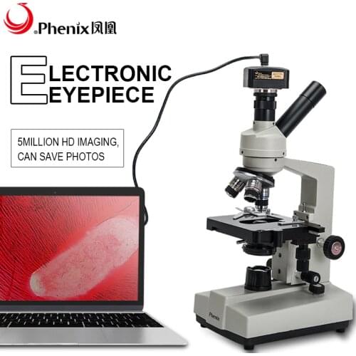 Phenix USB Biological Microscope with 2MP 5MP Digital Camera 100X-1600X Monocular Students Science Microscopy