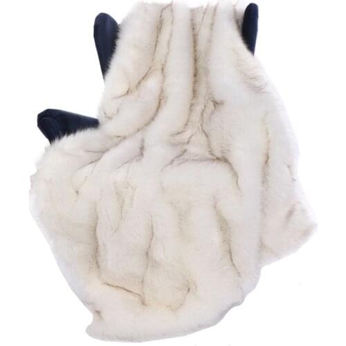 Faux fox fur blanket Imitation fox throw for Couch Sofa Bed White with brown tips 150x200cm Bedspread on the bed
