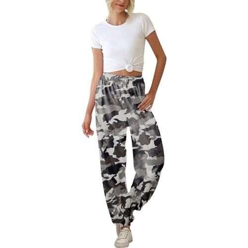 Women Loose Trainning Bottoms Summer High Waist Pants with Side Pockets Casual Style Workout Clothes