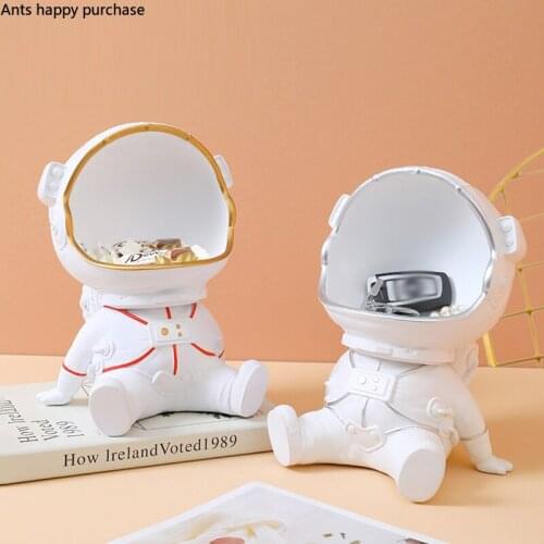 Modern Resin White Astronaut Storage Box Handicraft Gift Cartoon Character Statue Figurine Candy Key Storage Box Home Decoration