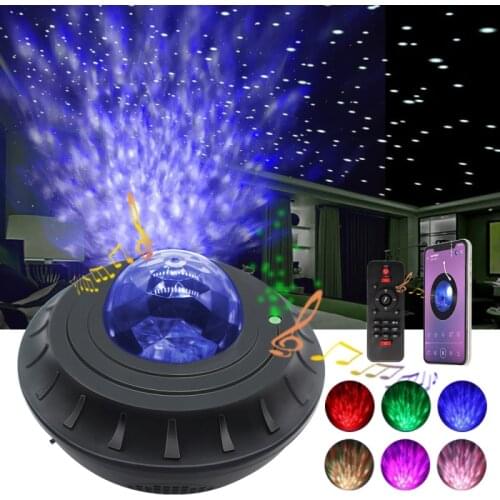 LED Galaxy Star Music Projector Night Light Starry Night Lamp Ocean Wave Projector + Remote Control For Kid Cocina Dropshipping