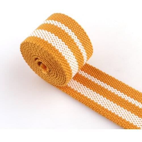 1.5" cotton heavy weight yellow striped webbing Polyester webbing Nylon Strap for Belt Dog Collar handbag key fob backpack