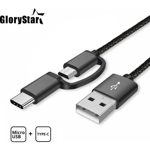 USB Type C Micro USB 2 IN 1 Fast Charge Cable For Xiaomi Huawei Samsung Nokia Sony Oukitel Mobile Phone Cables 0.5M 1M 2M 3M