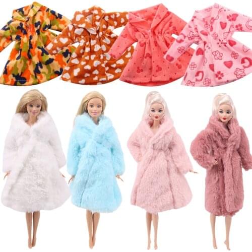 Handmade multicolored mini knitted sweater fur coat doll accessories tops casual dress dressing clothes for barbie doll kids toy