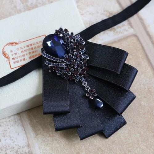 High Grade Fabric Rhinestone Bow Tie Brooch Pin Flower Male Bows Wedding Groom Men Bowtie Brooches Jewelry Accessories