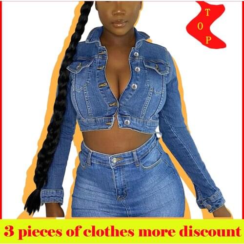 Women Short Denim Jacket With Single-breasted Buttons, Pocket Decoration Summer Clothing Denim Coat New Fashion 2021