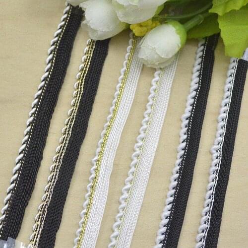 10Meters Gold Black Braided Lace Band Curved Edging Mosaic Lace Pillow Sofa Piping Gold Rope Home Textile Clothing Accessories