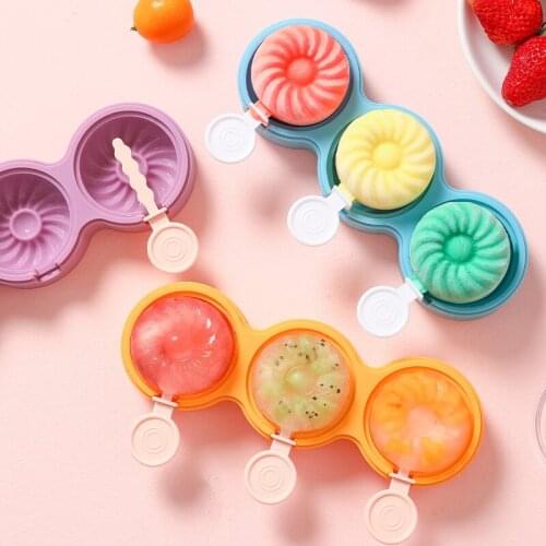 1PC Food Grade Silica Gel Diy Ice Cream Mould Household Self-control Popsicle Mould Ice Cream Popsicle Cartoon Mould Box