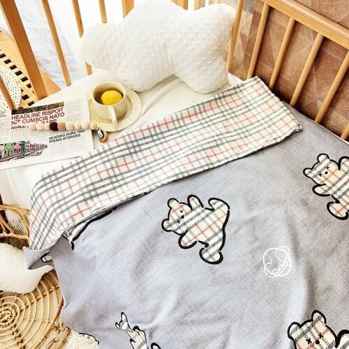 100*120cm Baby Bed Duvet Cover Cotton Cartoon Pattern Infant Newborn Crib Wrap Blanket Stroller Blanket Bedding Child Room Decor
