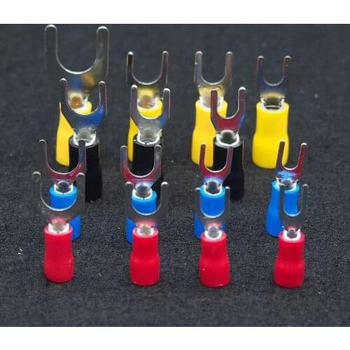 100PCS SV2-3/4/5/6 Furcate spade Terminals Cable Wire Connector Fork Type pre-insulated Crimp terminal 16-14 AWG