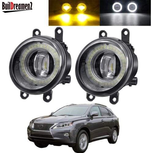 2 X Angel Eye Fog Light Assembly For Lexus RX350 RX450h 2010 2011 2012 2013 Car LED Lens Fog Daytime Running Lamp DRL 12V