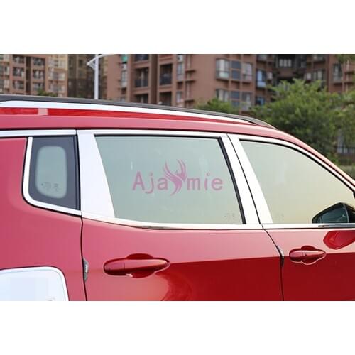 #304 Stainless Steel Car Styling Window Glass Moulding Trim Garnish Overlay Panel Frame 2017-2018 For Jeep Compass Accessories
