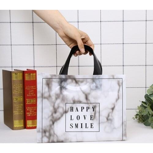 50pc Marble Pattern Plastic Gift Bags Large Thick Portable Storage Shopping Bags Clothing Store Bags Wedding Party Supplies
