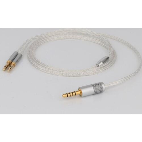 8 Core Silver Plated OCC Earphone Cable With 4.4mm To Dual 3.5mm Male Balanced