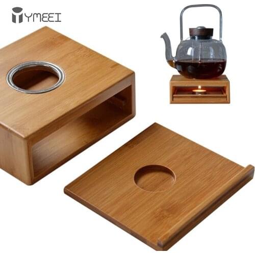 YMEEI Bamboo Tea Candle Warmer Heating Insulation Base Teapot Heating Base Tea Candle Holder Teapot Heater Stove Insulation