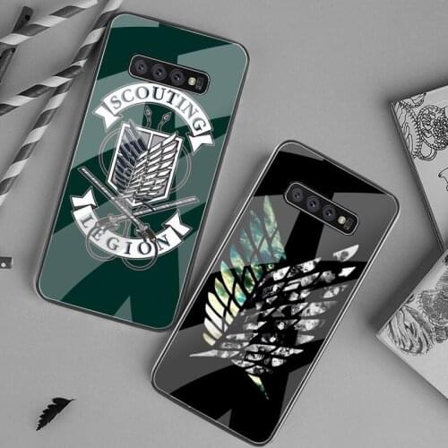 Attack on titan emblem badge logo Phone Case Tempered Glass For Samsung S20 Plus S7 S8 S9 S10 Plus Note 8 9 10 Plus