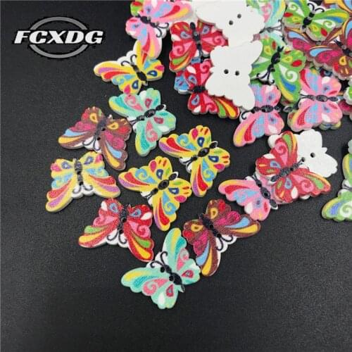 50pcs/lot Bee Butterfly Shape Wooden Buttons for Crafts Upholstery Furniture Buttons DIY Scrapbooking Accessories Wooden Buttons