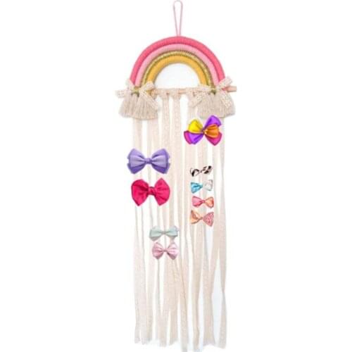 Korean Style Rainbow Hairpin Holder Wall Hanging Hair Clip Bows Accessories Storage Belt Organizer Hanger Decoration