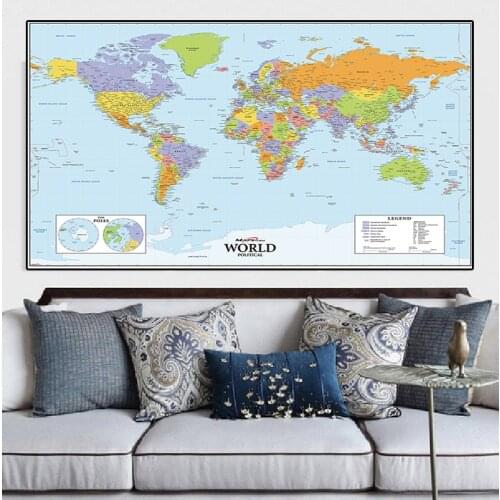The World Physical Map 150x100cm Non-woven Non-Smell Map of The World Wallpapers Poster Decoration for Education and Culture