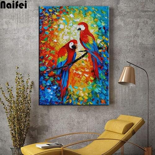 Full Round/Square Drill Diamond Painting Bird Flower Cross Stitch Handicraft Diamond Embroidery Parrot Mosaic Home Decoration