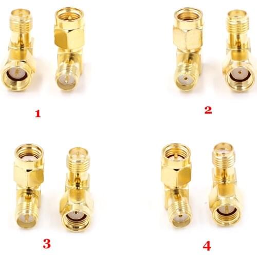 2PCS SMA Male to SMA Female RF Coaxial Adapter Connector 90 Degree Right Angle Adapter