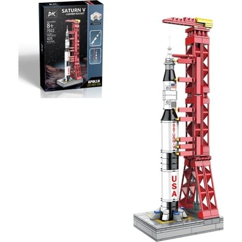 425Pcs MOC High -Tech Apollo Project Lunar Bricks Toys Saturn V Carrier Rocket DIY Small Particle Bricks Model Toy Gift For 8