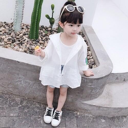 Girls Boys Hooded Jackets Summer Sun Protection Coat Cartoon Beach Outwear Travel Hiking Thin Coats Children Clothing