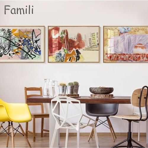 Patchwork Colorful Abstract Art Modern Oil Painting Printed On Canvas Wall Art Print Poster For Living Room Home Décor