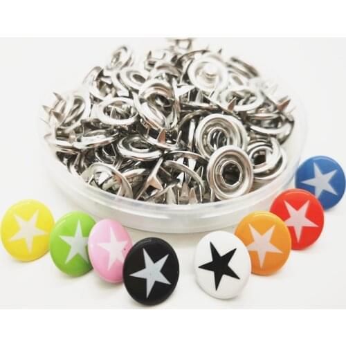 11mm Star Print Press Rivets Poppers Snap-Buttons Prong Metal Childrens for Skin-Care
