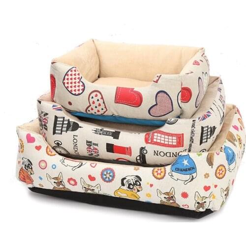Fashion Printed Dog Bed Couch Four Seasons Pet House Kennel Detachable Washable Puppy Sleeping Mat Cushions Pet Lounger Sofa