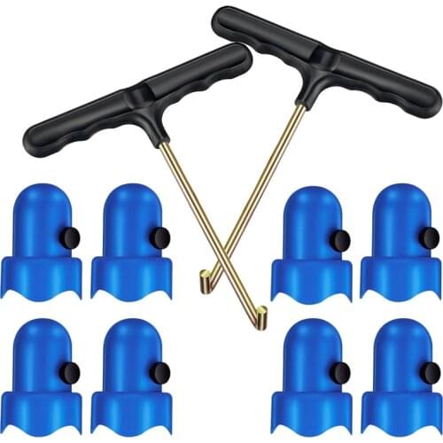 New-8Pcs 1.5Inch Diameter Trampoline Enclosure Pole Caps ,2Pcs Trampoline Spring Pull Tool T-Hook Adjustment Spring Pull Kit