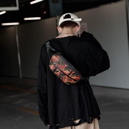 New men fanny pack waist belt bag camouflage printed fanny bag luxury leather bag for male 2021 Casual Travel Crossbody Bags