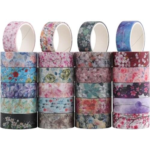 2021 New 24 Pcs/Set Cute Flower Washi Tape Vintage Masking Tape Decorative Adhesive Tape Sticker Scrapbooking Japanese Diary
