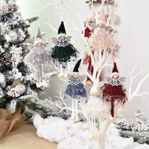 2021 New Christmas Angel Hanging Pendant Lovely Plush Doll Pendant Ornament Party Supplies Home Christmas Tree Decorations 5z