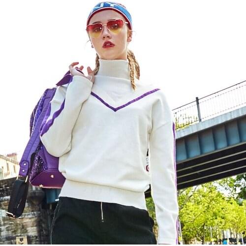 Autumn Women Sweet White Turtleneck Knitted Top Korea Casual Slim Sweater Women High Quality Ribbon Long Sleeve Pullovers Y637