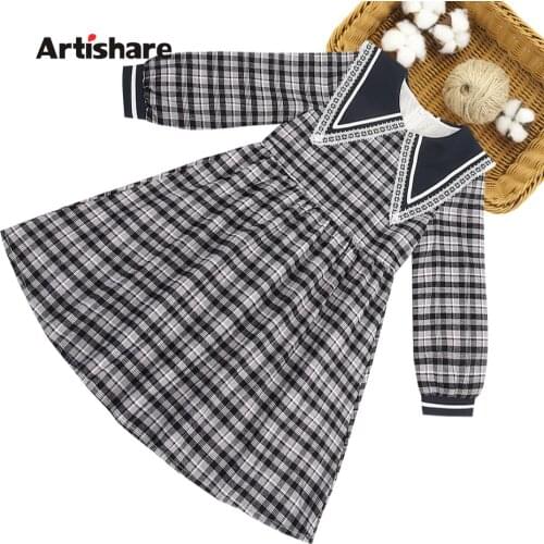 Girls Dress Plaid Pattern Dress For Kids Girl Long Sleeve Kids Dress Spring Autumn Childrens Costumes For Girls 6 8 10 12 14