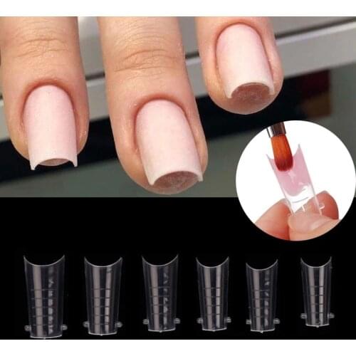 Poly Nail Gel Dual Forms Quick Building Extension Mold Plastic Curve False Tips UV Builder Nail Art Tool