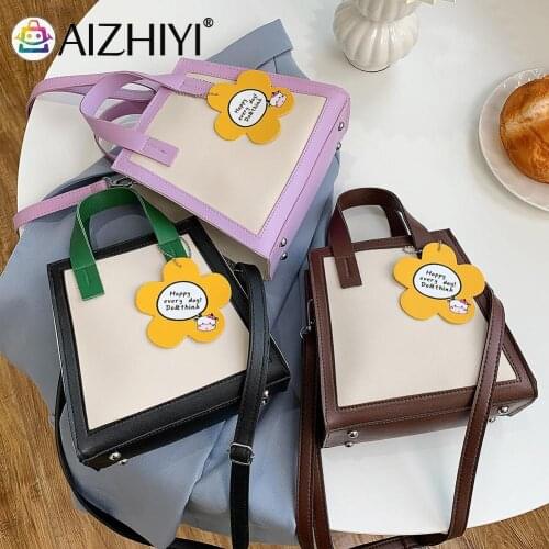 Casual Retro Mini Shoulder Bag Fashion Women Contrast Color PU Shoulder Messenger Bag Casual Ladies Handbags