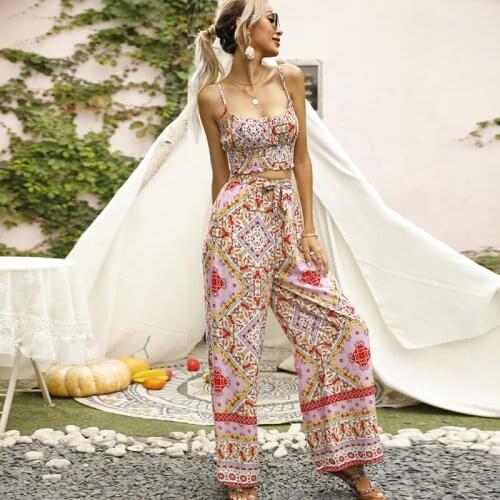 Casual Two Piece Set Suspender wide-legged trouser suit Summer Holiday Fashion Leisure Loungewear Womens Home Suits Y146