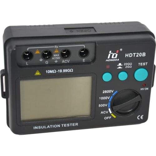 Professional HD HDT20B Insulation Resistance Tester Meter Megohmmeter Voltmeter 2500V w/ LCD Backlight