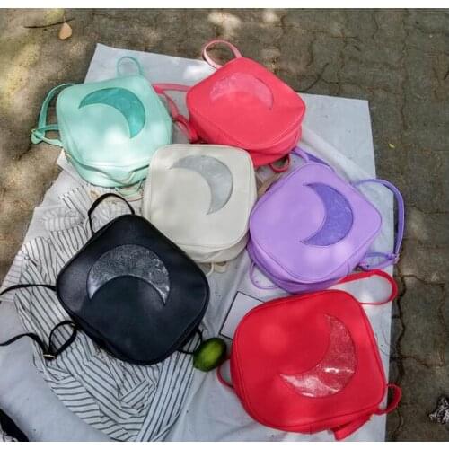 Women Backpack Transparent Moon Pattern Lolita Student School Bag Backpack Candy Color Lovely Ita Bag Sweet Cute Girls Gift