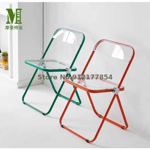 Transparent folding chair makeup chair crystal acrylic creative designer net red ins dining chair training photography book