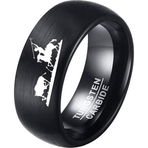 Dropshipping Engrave Ancient Man Hunting Bull Rings 8mm Tungsten Wedding Band Women Outdoor Jewelry Size 6-12