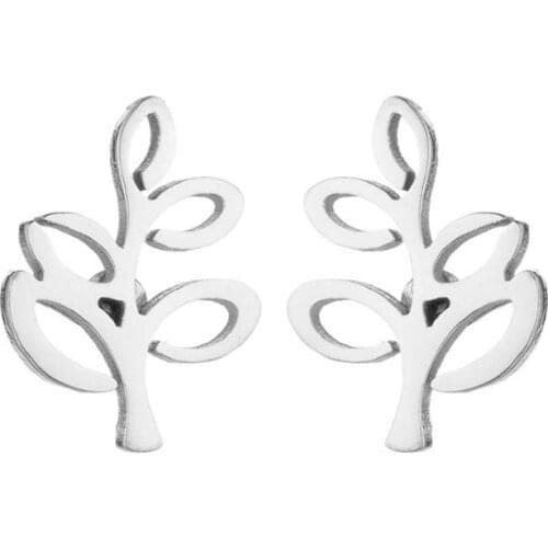 Hot Sale Simplify Stainless Steel Leaf Stud Earrings For Women Kids Tiny Leaves Earings Korean Fashion Jewelry Everyday Bronics