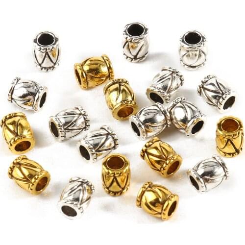 Tibetan Antique Gold Silver Color Metal Beads Round Slider Spacer Beads for 3mm Leather Bracelet Jewelry Making