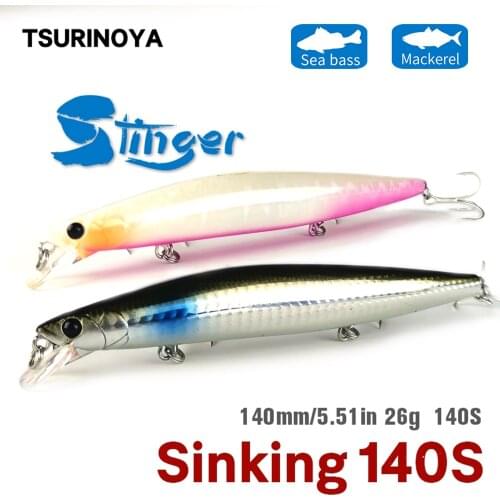 TSURINOYA 140S 26g Sinking Minnow Wobblers Saltwater Bass Pike Long Casting Baits Tungsten Weight Fishing Hard Lure Tackle DW92