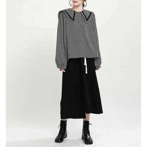 YourSeason New Plaid Ladies Loose Tops And Blouses 2021 Autumn Spring Women Simple Shirts Sailor Collar